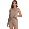 image:imageWiWi Womens Sleeveless Pajama Set Summer Sleepwear Soft Pjs Sets Tank Top Shorts Loungewear Viscose from Bamboo SXXLCamel