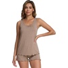 image:imageWiWi Womens Sleeveless Pajama Set Summer Sleepwear Soft Pjs Sets Tank Top Shorts Loungewear Viscose from Bamboo SXXLCamel