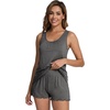 image:imageWiWi Womens Sleeveless Pajama Set Summer Sleepwear Soft Pjs Sets Tank Top Shorts Loungewear Viscose from Bamboo SXXLDark Heather Grey