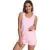 image:imageWiWi Womens Sleeveless Pajama Set Summer Sleepwear Soft Pjs Sets Tank Top Shorts Loungewear Viscose from Bamboo SXXLPink