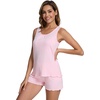 image:imageWiWi Womens Sleeveless Pajama Set Summer Sleepwear Soft Pjs Sets Tank Top Shorts Loungewear Viscose from Bamboo SXXLPink