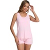 image:imageWiWi Womens Sleeveless Pajama Set Summer Sleepwear Soft Pjs Sets Tank Top Shorts Loungewear Viscose from Bamboo SXXLPink