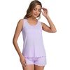 image:imageWiWi Womens Sleeveless Pajama Set Summer Sleepwear Soft Pjs Sets Tank Top Shorts Loungewear Viscose from Bamboo SXXLTaro Purple