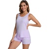 image:imageWiWi Womens Sleeveless Pajama Set Summer Sleepwear Soft Pjs Sets Tank Top Shorts Loungewear Viscose from Bamboo SXXLTaro Purple
