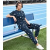 image:imageWiWi Womens Tracksuit Set Viscose from Bamboo Loungewear 2 Piece Outfit Long Pants Jogger Sets SXXLAdark Navy Star