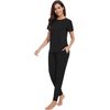 image:imageWiWi Womens Tracksuit Set Viscose from Bamboo Loungewear 2 Piece Outfit Long Pants Jogger Sets SXXLBblack