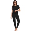 image:imageWiWi Womens Tracksuit Set Viscose from Bamboo Loungewear 2 Piece Outfit Long Pants Jogger Sets SXXLBblack