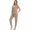 image:imageWiWi Womens Tracksuit Set Viscose from Bamboo Loungewear 2 Piece Outfit Long Pants Jogger Sets SXXLBcamel
