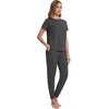 image:imageWiWi Womens Tracksuit Set Viscose from Bamboo Loungewear 2 Piece Outfit Long Pants Jogger Sets SXXLBcharcoal Heather