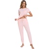 image:imageWiWi Womens Tracksuit Set Viscose from Bamboo Loungewear 2 Piece Outfit Long Pants Jogger Sets SXXLBcream Pink