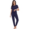 image:imageWiWi Womens Tracksuit Set Viscose from Bamboo Loungewear 2 Piece Outfit Long Pants Jogger Sets SXXLBnavy