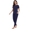 image:imageWiWi Womens Tracksuit Set Viscose from Bamboo Loungewear 2 Piece Outfit Long Pants Jogger Sets SXXLBnavy