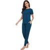 image:imageWiWi Womens Tracksuit Set Viscose from Bamboo Loungewear 2 Piece Outfit Long Pants Jogger Sets SXXLBpeacock Blue