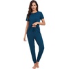 image:imageWiWi Womens Tracksuit Set Viscose from Bamboo Loungewear 2 Piece Outfit Long Pants Jogger Sets SXXLBpeacock Blue