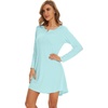 image:imageWiWi Womens Viscose from Bamboo Nightgown Long Sleeve Nightshirt Soft Sleep Dress Loose Comfy Pajama Sleepwear SXXLAaqua
