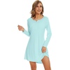 image:imageWiWi Womens Viscose from Bamboo Nightgown Long Sleeve Nightshirt Soft Sleep Dress Loose Comfy Pajama Sleepwear SXXLAaqua