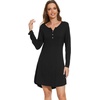 image:imageWiWi Womens Viscose from Bamboo Nightgown Long Sleeve Nightshirt Soft Sleep Dress Loose Comfy Pajama Sleepwear SXXLAblack