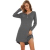 image:imageWiWi Womens Viscose from Bamboo Nightgown Long Sleeve Nightshirt Soft Sleep Dress Loose Comfy Pajama Sleepwear SXXLAdark Heather Grey