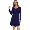 image:imageWiWi Womens Viscose from Bamboo Nightgown Long Sleeve Nightshirt Soft Sleep Dress Loose Comfy Pajama Sleepwear SXXLAnavy