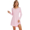image:imageWiWi Womens Viscose from Bamboo Nightgown Long Sleeve Nightshirt Soft Sleep Dress Loose Comfy Pajama Sleepwear SXXLApink