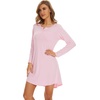 image:imageWiWi Womens Viscose from Bamboo Nightgown Long Sleeve Nightshirt Soft Sleep Dress Loose Comfy Pajama Sleepwear SXXLApink