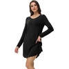 image:imageWiWi Womens Viscose from Bamboo Nightgown Long Sleeve Nightshirt Soft Sleep Dress Loose Comfy Pajama Sleepwear SXXLBblack