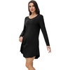 image:imageWiWi Womens Viscose from Bamboo Nightgown Long Sleeve Nightshirt Soft Sleep Dress Loose Comfy Pajama Sleepwear SXXLBblack