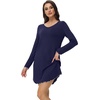 image:imageWiWi Womens Viscose from Bamboo Nightgown Long Sleeve Nightshirt Soft Sleep Dress Loose Comfy Pajama Sleepwear SXXLBnavy