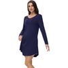 image:imageWiWi Womens Viscose from Bamboo Nightgown Long Sleeve Nightshirt Soft Sleep Dress Loose Comfy Pajama Sleepwear SXXLBnavy