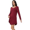 image:imageWiWi Womens Viscose from Bamboo Nightgown Long Sleeve Nightshirt Soft Sleep Dress Loose Comfy Pajama Sleepwear SXXLBwine