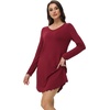 image:imageWiWi Womens Viscose from Bamboo Nightgown Long Sleeve Nightshirt Soft Sleep Dress Loose Comfy Pajama Sleepwear SXXLBwine