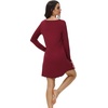 image:imageWiWi Womens Viscose from Bamboo Nightgown Long Sleeve Nightshirt Soft Sleep Dress Loose Comfy Pajama Sleepwear SXXLBwine