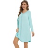 image:imageWiWi Womens Viscose from Bamboo Nightgown Long Sleeve Nightshirt Soft Sleep Dress Loose Comfy Pajama Sleepwear SXXLCaqua