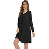 image:imageWiWi Womens Viscose from Bamboo Nightgown Long Sleeve Nightshirt Soft Sleep Dress Loose Comfy Pajama Sleepwear SXXLCblack