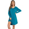 image:imageWiWi Womens Viscose from Bamboo Nightgown Long Sleeve Nightshirt Soft Sleep Dress Loose Comfy Pajama Sleepwear SXXLCdark Teal