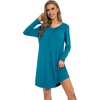 image:imageWiWi Womens Viscose from Bamboo Nightgown Long Sleeve Nightshirt Soft Sleep Dress Loose Comfy Pajama Sleepwear SXXLCdark Teal