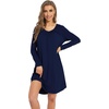 image:imageWiWi Womens Viscose from Bamboo Nightgown Long Sleeve Nightshirt Soft Sleep Dress Loose Comfy Pajama Sleepwear SXXLCnavy
