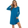 image:imageWiWi Womens Viscose from Bamboo Nightgown Long Sleeve Nightshirt Soft Sleep Dress Loose Comfy Pajama Sleepwear SXXLCteal Blue
