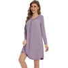 image:imageWiWi Womens Viscose from Bamboo Nightgown Long Sleeve Nightshirt Soft Sleep Dress Loose Comfy Pajama Sleepwear SXXLCviolet