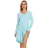 image:imageWiWi Womens Viscose from Bamboo Nightgown Long Sleeve Nightshirt Soft Sleep Dress Loose Comfy Pajama Sleepwear SXXLDaqua