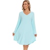 image:imageWiWi Womens Viscose from Bamboo Nightgown Long Sleeve Nightshirt Soft Sleep Dress Loose Comfy Pajama Sleepwear SXXLDaqua