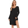 image:imageWiWi Womens Viscose from Bamboo Nightgown Long Sleeve Nightshirt Soft Sleep Dress Loose Comfy Pajama Sleepwear SXXLDblack