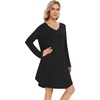 image:imageWiWi Womens Viscose from Bamboo Nightgown Long Sleeve Nightshirt Soft Sleep Dress Loose Comfy Pajama Sleepwear SXXLDblack