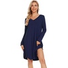image:imageWiWi Womens Viscose from Bamboo Nightgown Long Sleeve Nightshirt Soft Sleep Dress Loose Comfy Pajama Sleepwear SXXLDnavy