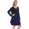 image:imageWiWi Womens Viscose from Bamboo Nightgown Long Sleeve Nightshirt Soft Sleep Dress Loose Comfy Pajama Sleepwear SXXLDnavy