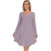 image:imageWiWi Womens Viscose from Bamboo Nightgown Long Sleeve Nightshirt Soft Sleep Dress Loose Comfy Pajama Sleepwear SXXLDviolet