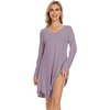 image:imageWiWi Womens Viscose from Bamboo Nightgown Long Sleeve Nightshirt Soft Sleep Dress Loose Comfy Pajama Sleepwear SXXLDviolet