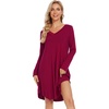 image:imageWiWi Womens Viscose from Bamboo Nightgown Long Sleeve Nightshirt Soft Sleep Dress Loose Comfy Pajama Sleepwear SXXLDwine