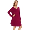image:imageWiWi Womens Viscose from Bamboo Nightgown Long Sleeve Nightshirt Soft Sleep Dress Loose Comfy Pajama Sleepwear SXXLDwine
