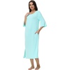 image:imageWiWi Womens Viscose from Bamboo Nightgowns 34 Sleeves Nightshirts Full Length Soft Knit Sleep Shirts SXXLAaqua